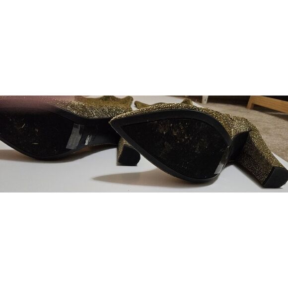 Shimmering Gold Women's Heeled Boots - Picture 4 of 6